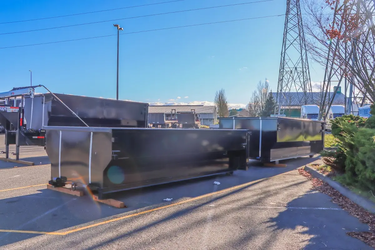 Roll-off dumpster ready for waste disposal at job site for 4 Yard Dumpster Rental in North Strabane